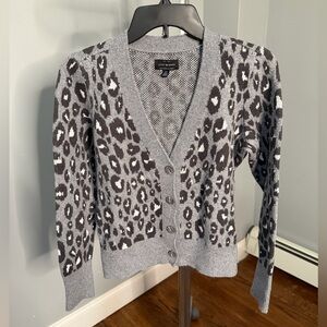 Lucky Brand Gray Animal Print Cardigan
